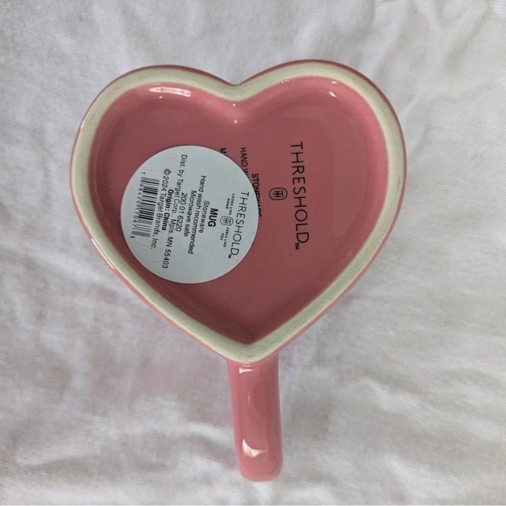 NWT Threshold Pink and Gold Heart-Shaped Mug Coffee Accessory